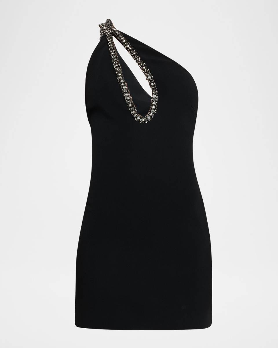 Rhinestone Cutout One-Shoulder Mini Dress